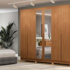 Guarda-roupa 6 Portas com Espelhos e Pés Canela
