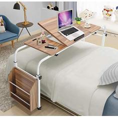 SilteD Mesa de cabeceira médica portátil, mesa de cama ajustável, mesa de computador móvel com rodinhas, mesa de laptop, escalável, cuidados simples