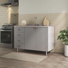 Balcão para Pia 100% Mdf Bp 120cm 2 Portas 4 Gavetas Maranello