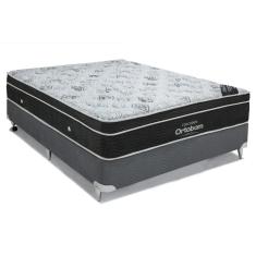 Cama Box Casal: Colchão Molas Ortobom Nanolastic Exclusive + Base CRC Suede Gray(138x188)