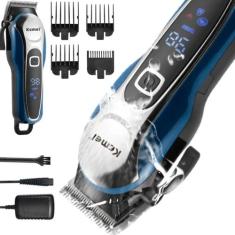 Máquina de Cabelo Barba Profissional Recarregável USB Azul Motor Forte