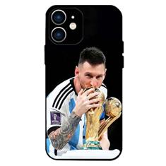 ZERMU Capa para iPhone 12, Super Player Star Fashion Proteção Total Silicone Macio TPU Absorção de Choque Capa para iPhone 12 6,1 polegadas, Lione%l Mess%i Soccer-10-Bandeira da Argentina
