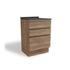 Balcão de Cozinha Modulado Maxxi G743 3 Gavetas c/Tampo 60cm Nogal/Cinzel - Kappesberg