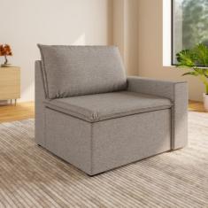 Sofá Modular com Braço Direito 105cm Zen Cabecasa Madeiramadeira Marrom