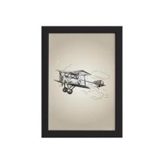 Quadro Vintage Moldura Preta Avião 22x32cm - Quartinhos