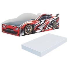 Cama Carro 100% MDF Infantil Montessoriana Com Colchão Incluso Multimóveis MP4323 Vermelho