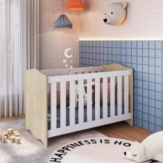 Berço 3 em 1 Linha Encanto 132,4cm X 85cm X 68cm Carvalho Araguaia/Branco