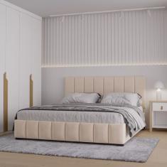 Cama com Cabeceira Queen Estofada Uvaia CabeCasa MadeiraMadeira