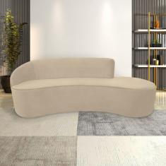 Sofá Decorativo 3 Lugares 210Cm Abby Encosto Esquerdo Curvo Veludo Creme G15 - Gran Belo