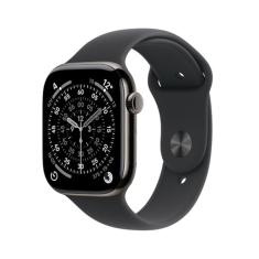 Apple Watch Series 11 GPS + Cellular, Caixa em titânio ardósia de 46 mm com Bracelete desportiva preta - P/M