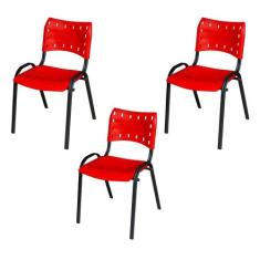 Kit 3 Cadeira ISO Tubo Oblongo Aço Industrial Empilhavel - Mobigu, Ver