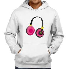 Moletom Headphone Rosa - Foca na Moda, Branco, G