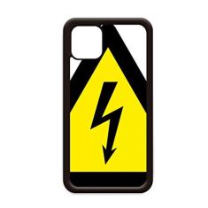 Símbolo de aviso amarelo preto triângulo de choque elétrico para iPhone 12 Pro Max capa para Apple Mini Mobile Case Shell