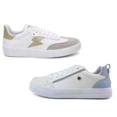 Kit 2 Tênis Feminino Casual Sneaker Ajuste Cadarço Bardone-Masculino