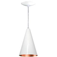 Lustre Pendente Cone Balcão Alumínio Branco E Cobre - Estillo & luz