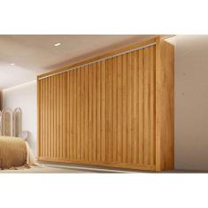 Guarda Roupas 3 Portas de Correr Ripadas e 6 Gavetas York Peroba - Europa