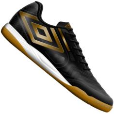 Chuteira Futsal Umbro Pro 5 Bump Club, Preto, Dourado, 43