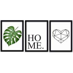 Conjunto Quadros Decorativos 3 peças 30x45 MDF Folha Home - SHD  Solei