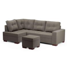sofá de canto 6 lugares gávea suede cinza