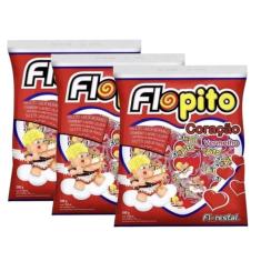 Pirulito Coração Flopito Morango Florestal C/ 50u - 3 Pacotes