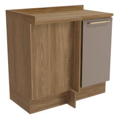 Balcão de Canto Reto com Tampo Botanic 1 Porta Kappesberg, Nogueira/Fe