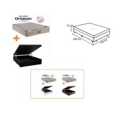 Conjunto Cama Box Casal + Colchão Ortobom Airtech SpringPocket 138x188