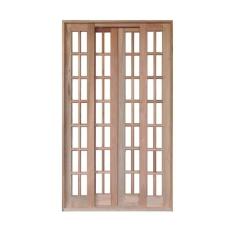 Portal Correr Quadriculado 4 Folhas Mista Reto com Fechadura 2,00 X 2,10 Rodam Natural