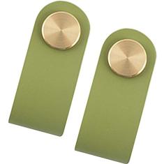 Kelendle 2 peças de couro genuíno puxadores de armário de gaveta, puxadores de armário Mordern com parafusos para casa, escritório, sala de estar, quarto, quarto infantil (verde Matcha, comprimento do