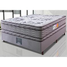 Cama Box Casal Colchão OrtoFirm + Box 138x188x71 Double Face Espuma D45 Cinza