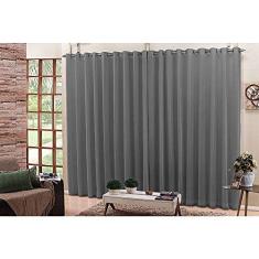 Cortina Voil Cinza 5,00x2,80 Forro Microfibra Ilhós Cromado