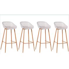 Kit com 4 Banquetas Monaco Assento em Polipropileno e Base em Aço Fratini