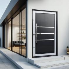 Porta Pivotante Lambril Evolution com Puxador Lado Esquerdo Elite 240x150 Mix Preto