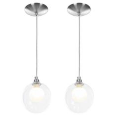 kit 2 Lustres Pendentes Harmony Bolinha Escovado - E-Luminárias