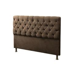 Cabeceira Mais Calçadeira Baú Casal 140cm Para Cama Box Suede Marrom