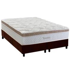 Conjunto Box King Colchão Molas Herval Ensacadas De Toronto + Base Crc Suede Brown (193x203)