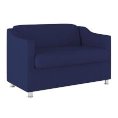 Sofá Namoradeira Sala De Espera Suede – Balaqui Decor Cor:azul Marinho