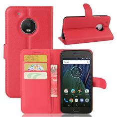 Capa para Moto G5, capa carteira flip de couro PU premium com compartimento para cartão, suporte e fecho magnético [capa interna de TPU à prova de choque] Compatível com Moto G5