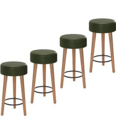 Kit 4 Bancos Banqueta Paris material sintético Mesa Gourmet Pés Madeir