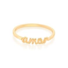 Anel Rommanel Banhado Ouro Skinny Ring Amor 512887