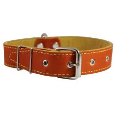 Coleira para cachorro de couro grosso real 40,64 cm - 55,88 cm Tamanho do pescoço, 3,81 cm de largura, Bullterrier, Pitbull