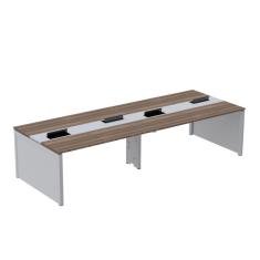 Mesa de Plataforma Dupla para 4 Pessoas Corporativa 110x140/4p Walnut/Cinza