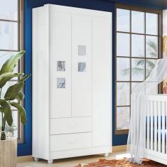 Guarda Roupa Infantil 3 Portas 2 Gavetas Life Tigus Baby - Branco