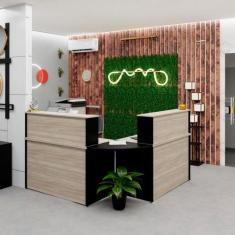 Balcão Atendimento De Canto C/ Gaveteiro Recepção 1200x600 NetMobil, D