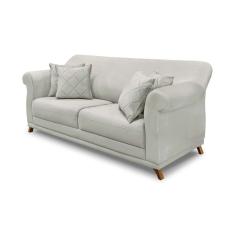 Sofá 3 Lugares Abruzzo Veludo Prata 180 cm