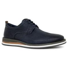 Sapato Democrata Metropolitan Type Couro Azul Navy Cadarço, 40