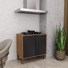 Balcão de Cozinha 80cm 2 Portas Xangai Freijó/Preto