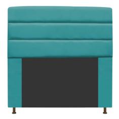 Cabeceira Estofada Turim 160 cm Queen Size Suede Azul Turquesa - Doce 