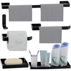 Kit Acessórios Para Banheiro Preto Fosco 6 Peças - Metalcromo