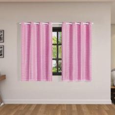 Cortina Blackout Pvc Com Tecido Voil Xadrez 2,00 X 1,40 Rosa - Eddi Ca