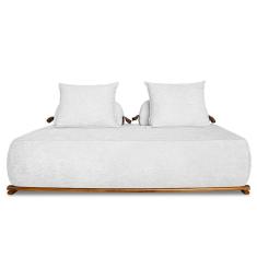 Sofá 3 Lugares 220cm Ilha Base Madeira Viero S06 Boucle Branco - Mpozenato